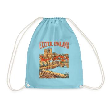 Vintage Exeter England City Skyline Novelty - Turnbeutel - Aqua - Vorne