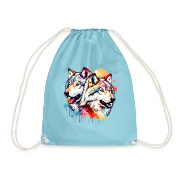 Grauwolf Geschenk - Turnbeutel - Aqua - Vorne
