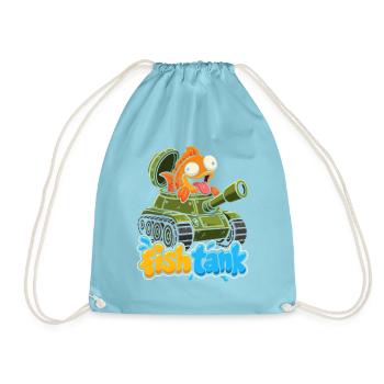 Fisch im Tank Cartoon-Motiv - Turnbeutel - Aqua - Vorne
