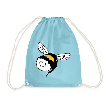 Bumblebee with heart, fur and hum - Drawstring Bag - aqua - Front