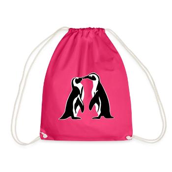 Pinguin - Paar, Liebe - Turnbeutel - Fuchsia - Vorne