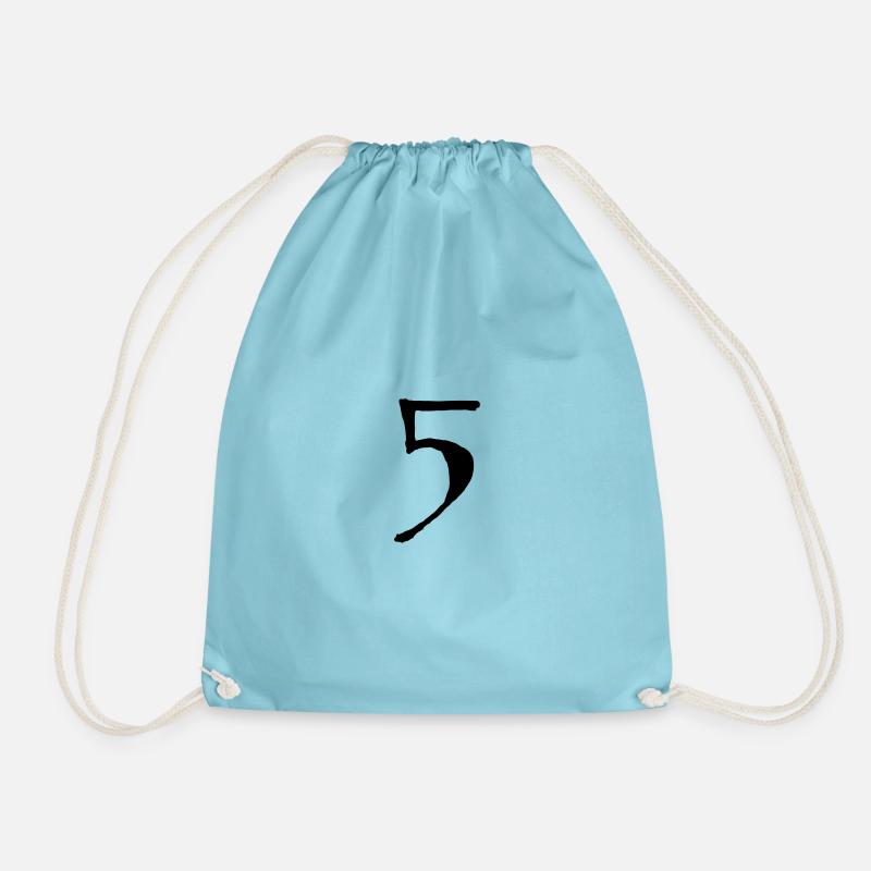 five five number 5 - Drawstring Bag - aqua