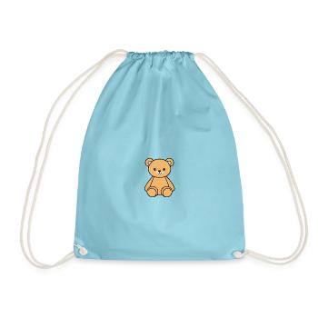 Cute Teddy Bear Cartoon - Drawstring Bag - aqua - Front