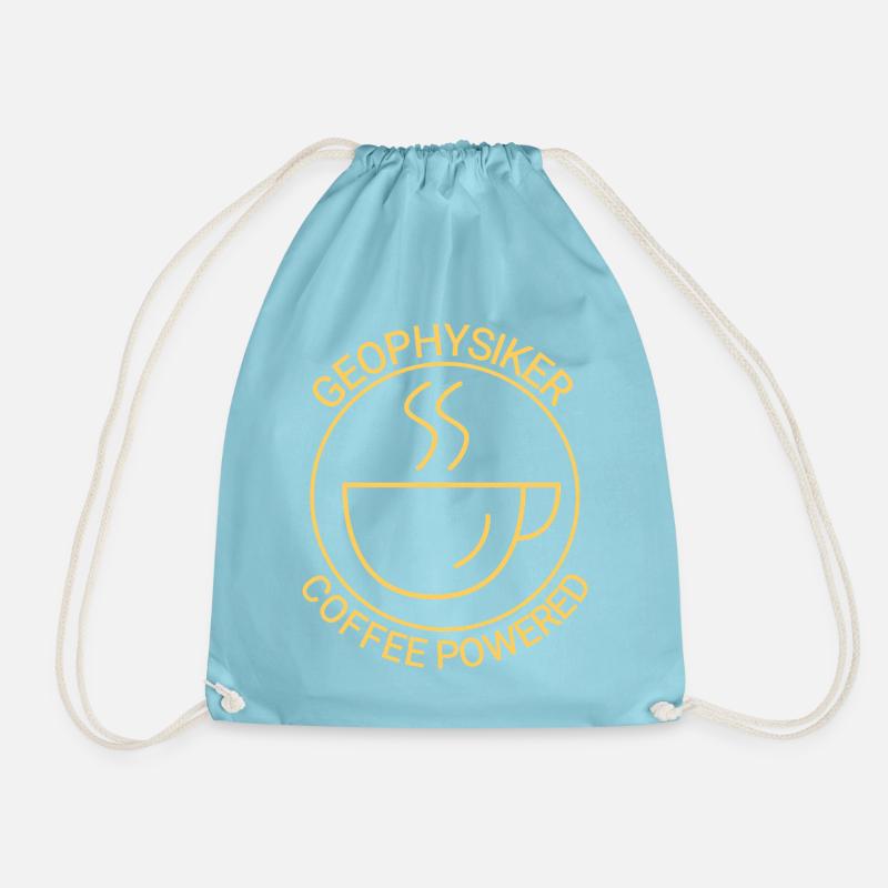 Geophysicist Coffee Powered Geophysics - Drawstring Bag - aqua