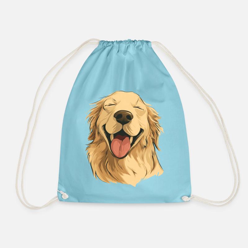 Smiling Golden Retriever - Drawstring Bag - aqua