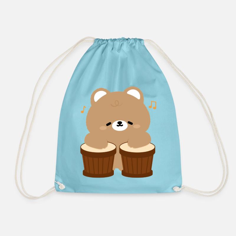 Bear Beats on Drums - Drawstring Bag - aqua
