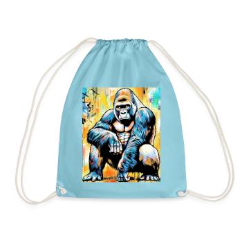 gorilla - Drawstring Bag - aqua - Front