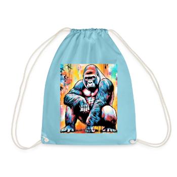 gorilla - Drawstring Bag - aqua - Front