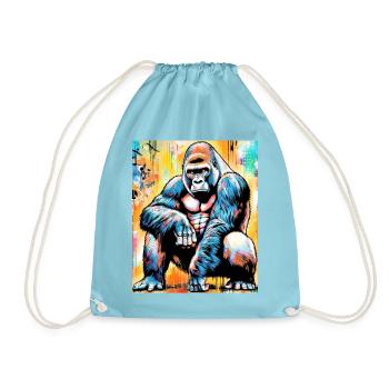 gorilla - Drawstring Bag - aqua - Front