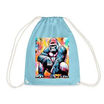 gorilla - Drawstring Bag - aqua - Front
