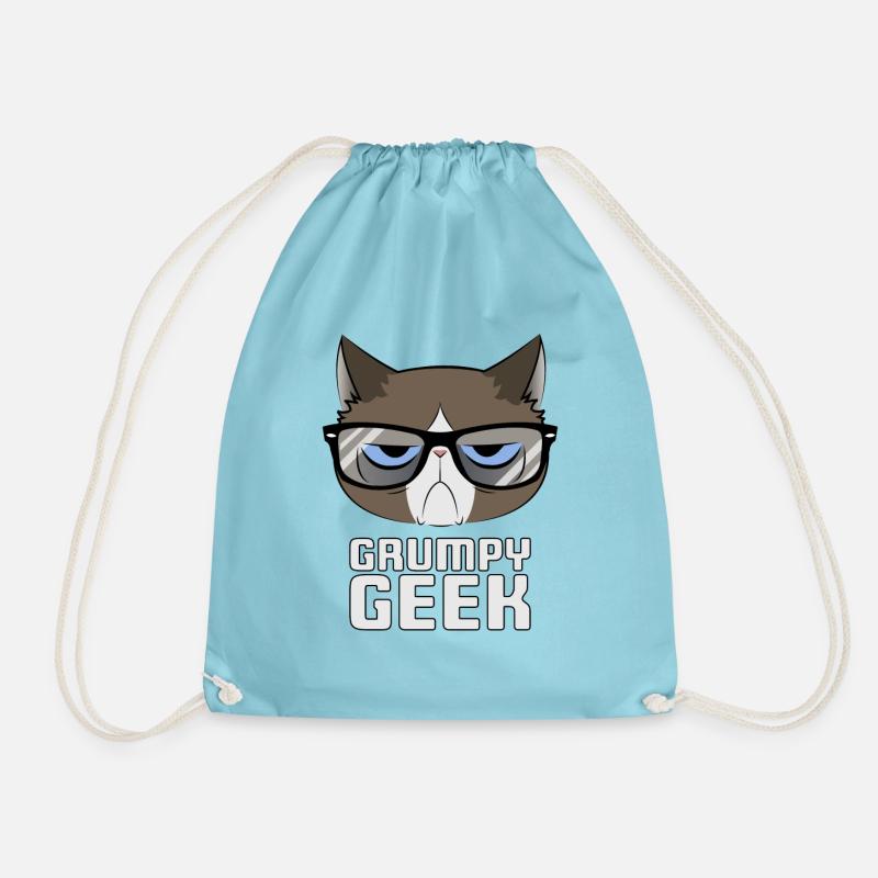 GRUMPY GEEK - Drawstring Bag - aqua