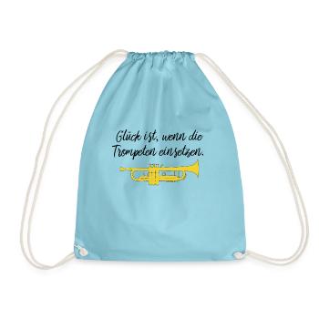 Glück ist wenn die Trompeten einsetzen, Geschenk - Turnbeutel - Aqua - Vorne