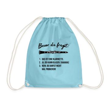 Klarinette - Bevor du fragst...lustig, Geschenk - Turnbeutel - Aqua - Vorne