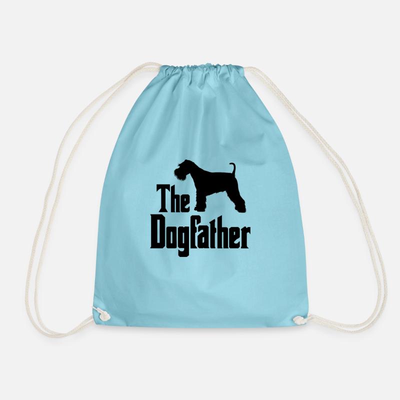The Dogfather, funny miniature schnauzer gift - Drawstring Bag - aqua