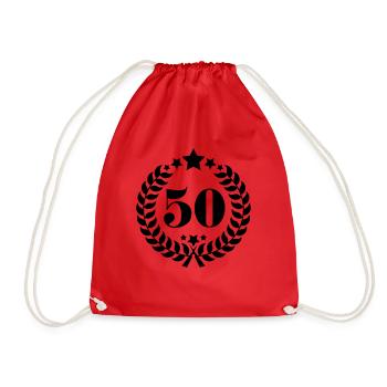 50. Geburtstags Kranz - Anniversary Wreath - Turnbeutel - Rot - Vorne