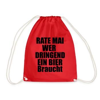 Rate mal wer dringend ein Bier braucht - Turnbeutel - Rot - Vorne