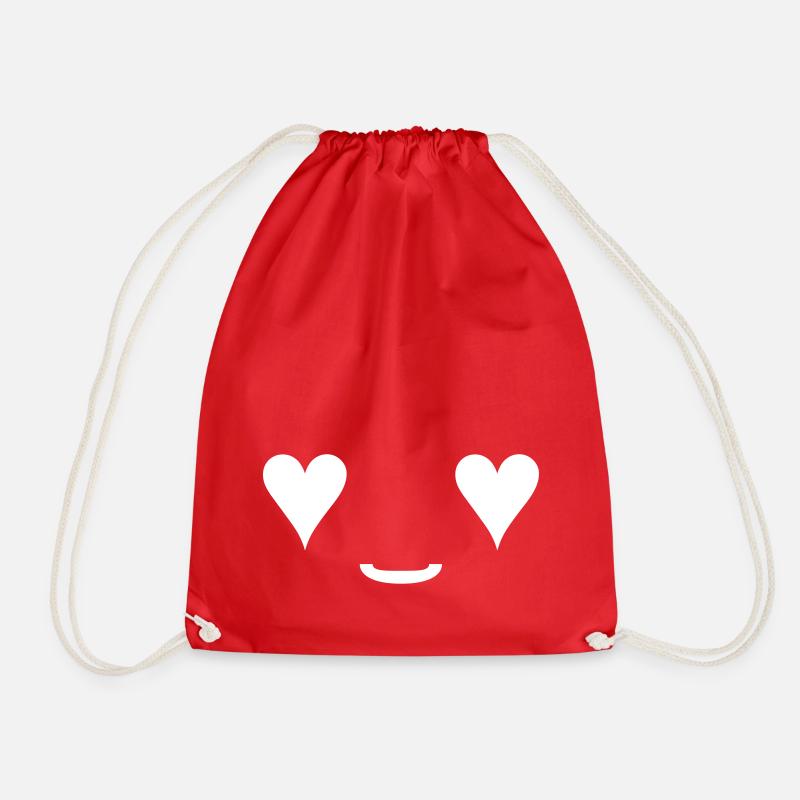 In love with smiley - Drawstring Bag - red