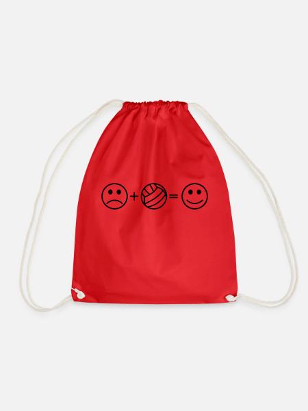 Volleyball is fun smile - Drawstring Bag - red