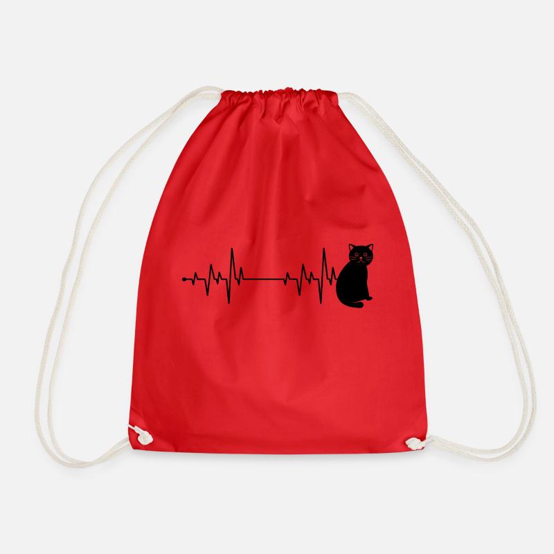 Cat Love - Drawstring Bag - red