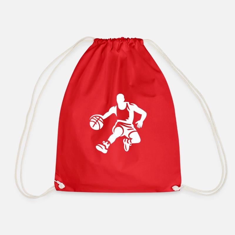 Basketball Player Icon Vector - Drawstring Bag - red