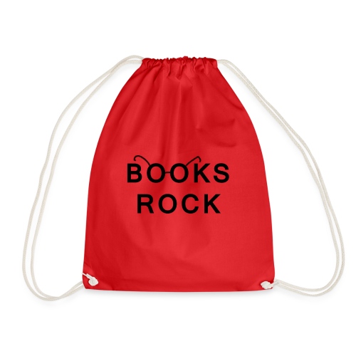 Books Rock Black - Drawstring Bag