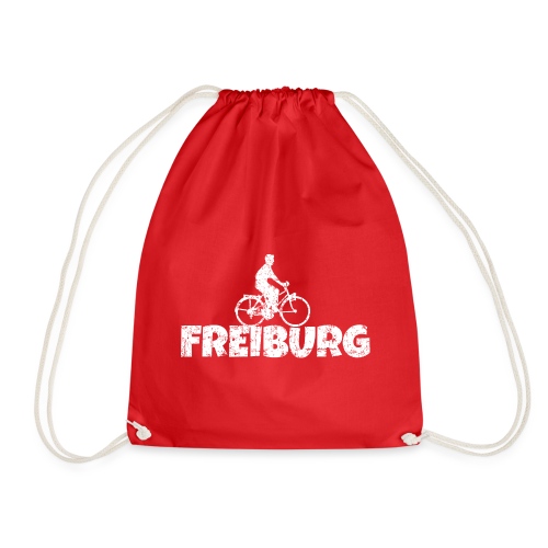 Freiburg Fahrrad (Vintage/Weiss) Fahrradfahrer - Turnbeutel