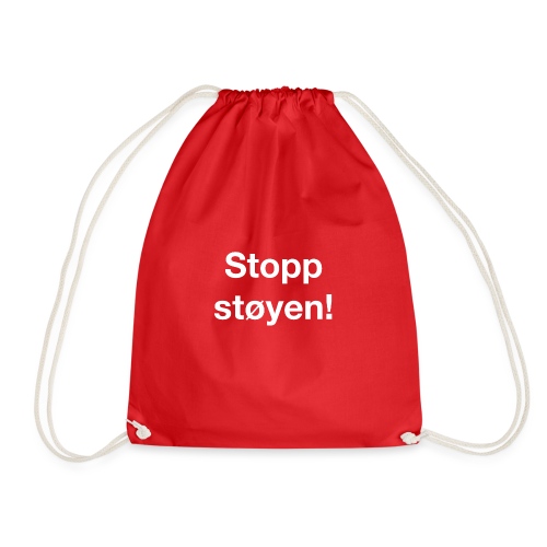 Stopp støyen! Logo som hvit skrift, til røde plagg - Gymbag