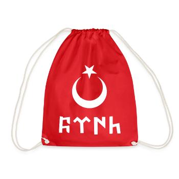 Türkischer Halbmond Stern mit Orhun Symbolen - Turnbeutel - Rot - Vorne