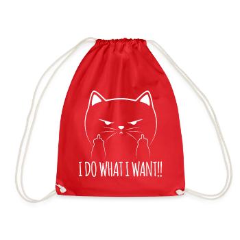 lustige Katze, I do what i want,funny, cute, angry - Turnbeutel - Rot - Vorne