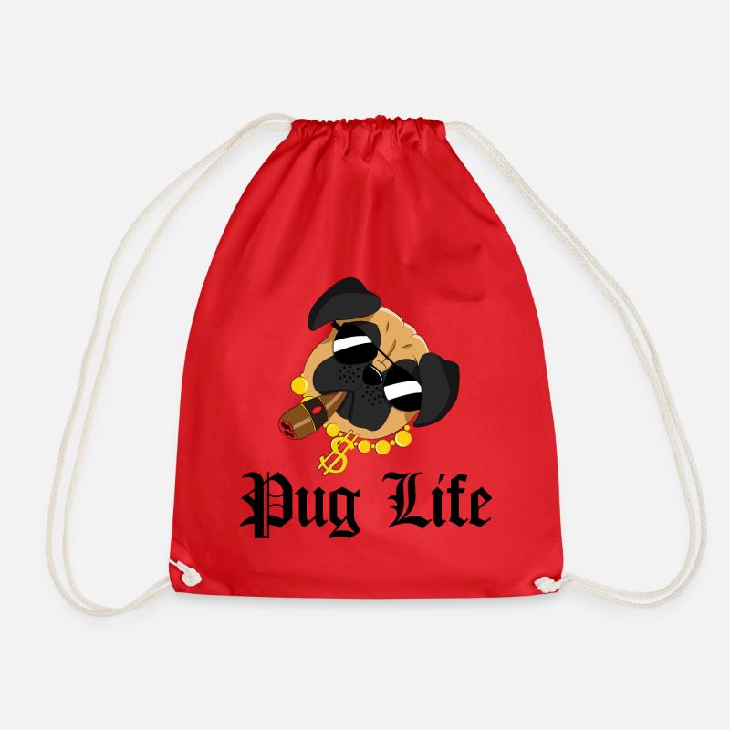 Pug Life - Drawstring Bag - red