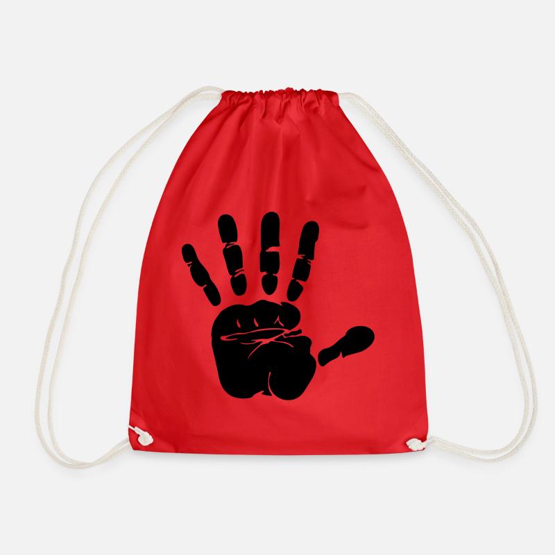 hand print - Drawstring Bag - red