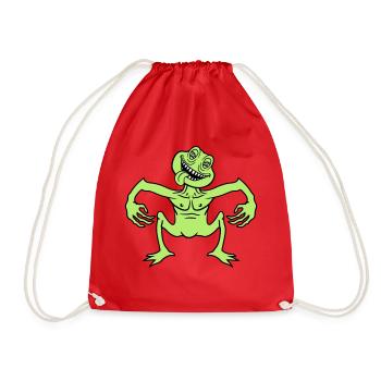 crazy daemon gnom small horror halloween gesic - Drawstring Bag - red - Front