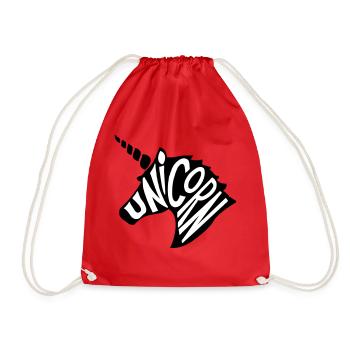Unicorn black and white - Drawstring Bag - red - Front