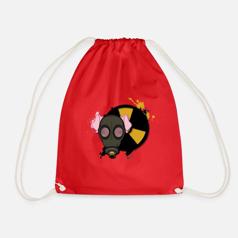 Pig with mask - Drawstring Bag - red