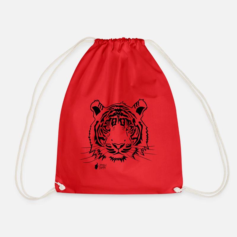 Tiger outline - Drawstring Bag - red