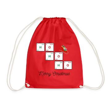 Merry chemical Christmas (black font) - Drawstring Bag - red - Front