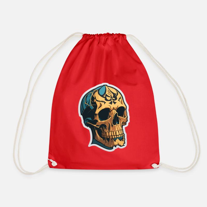 Cool Skull - Drawstring Bag - red