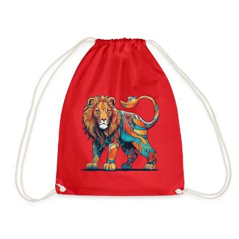Colourful pattern Lion - Drawstring Bag - red - Front
