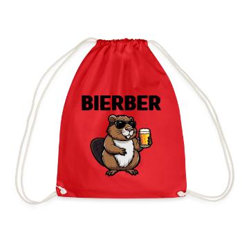 Bierber Biber Bier trinken Sommer Party feiern - Turnbeutel - Rot - Vorne