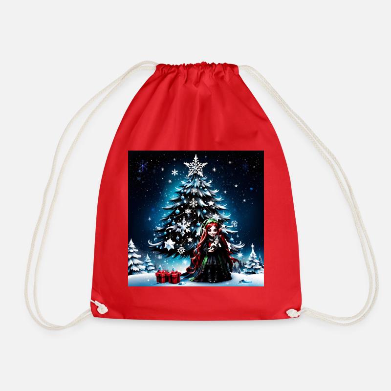 Weihnachtself mit Kätzchen. - Turnbeutel - Rot