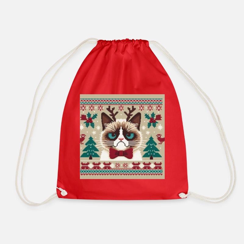GRUMPY CHRISTMAS - - Drawstring Bag - red