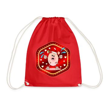 Weihnachtsmann Schwein Weihnachten - Turnbeutel - Rot - Vorne