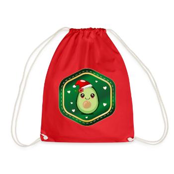 Weihnachts-Avocado - Turnbeutel - Rot - Vorne