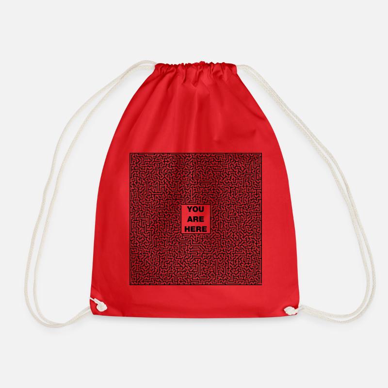 labyrinth - Drawstring Bag - red