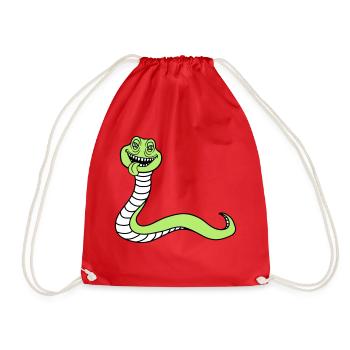 snake face head monster boese dangerous la - Drawstring Bag - red - Front