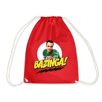 The Big Bang Theory Sheldon Bazinga - Drawstring Bag - red - Front