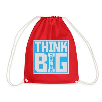 Think Big Start Small Motivation Mindset Wachstum  - Turnbeutel - Rot - Vorne