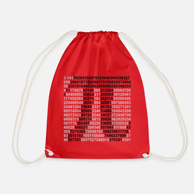 Pi circle number - Drawstring Bag - red