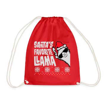 Santa's Favorite Llama Cool Side Sunglasses - Drawstring Bag - red - Front