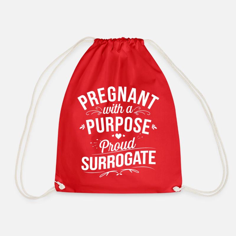 Creating a family with love - Drawstring Bag - red